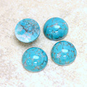 Glass Medium Dome Lampwork Cabochon - Round 13MM TURQUOISE MATRIX (03191)