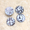 Glass Medium Dome Lampwork Cabochon - Round 13MM WHITE GRANITE MATRIX (03995)