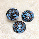 Glass Medium Dome Lampwork Cabochon - Round 15MM BLUE MATRIX with AVENTURINE (03271)