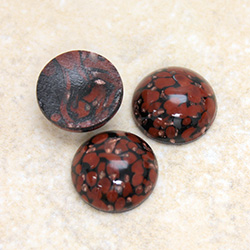 Glass Medium Dome Lampwork Cabochon - Round 15MM BROWN MATRIX with AVENTURINE (03876)