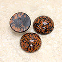 Glass Medium Dome Lampwork Cabochon - Round 15MM HONEY MATRIX with AVENTURINE (03877)