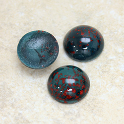 Glass Medium Dome Lampwork Cabochon - Round 15MM BLOODSTONE MATRIX (00418)