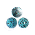 Glass Medium Dome Lampwork Cabochon - Round 15MM BLUE TURQ MATRIX (04390)