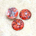 Glass Medium Dome Lampwork Cabochon - Round 15MM CORAL MATRIX (03298)