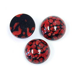 Glass Medium Dome Lampwork Cabochon - Round 15MM DARK CORAL MATRIX (03268)
