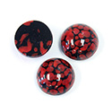 Glass Medium Dome Lampwork Cabochon - Round 15MM DARK CORAL MATRIX (03268)
