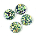 Glass Medium Dome Lampwork Cabochon - Round 15MM COLOR OPAL LIGHT GREEN (0625)
