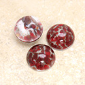 Glass Medium Dome Lampwork Cabochon - Round 15MM RED CORAL MATRIX (01851)