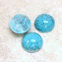 Glass Medium Dome Lampwork Cabochon - Round 15MM TURQUOISE MATRIX (03191)