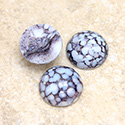 Glass Medium Dome Lampwork Cabochon - Round 15MM WHITE GRANITE MATRIX (03995)