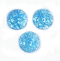 Glass Medium Dome Lampwork Cabochon - Round 16MM AQUA OPAL (05143)