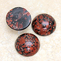 Glass Medium Dome Lampwork Cabochon - Round 18MM BROWN MATRIX with AVENTURINE (03876)