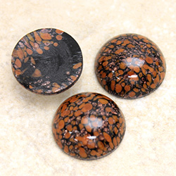 Glass Medium Dome Lampwork Cabochon - Round 18MM HONEY MATRIX with AVENTURINE (03877)