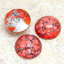 Glass Medium Dome Lampwork Cabochon - Round 18MM CORAL MATRIX (03298)