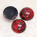 Glass Medium Dome Lampwork Cabochon - Round 18MM RED MATRIX (03270)