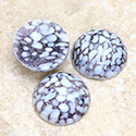 Glass Medium Dome Lampwork Cabochon - Round 18MM WHITE GRANITE MATRIX (03995)