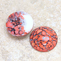 Glass Medium Dome Lampwork Cabochon - Round 20MM CORAL MATRIX (03298)