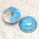 Glass Medium Dome Lampwork Cabochon - Round 20MM TURQUOISE MATRIX (03191)