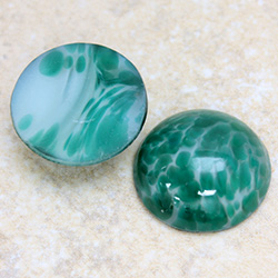 Glass Medium Dome Lampwork Cabochon - Round 21MM CHINESE JADE (00568)