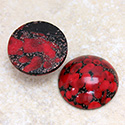 Glass Medium Dome Lampwork Cabochon - Round 21MM RED MATRIX (03270)