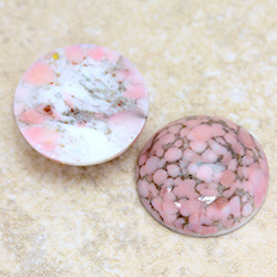 Glass Medium Dome Lampwork Cabochon - Round 21MM ROSE MATRIX (03989)