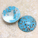 Glass Medium Dome Lampwork Cabochon - Round 21MM TURQUOISE MATRIX (03191)