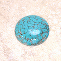 Glass Medium Dome Lampwork Cabochon - Round 25MM TURQUOISE MATRIX (03191)