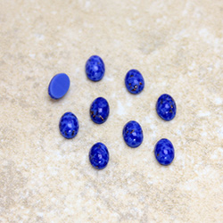 Glass Medium Dome Lampwork Cabochon - Oval 06x4MM LAPIS LAZULI (00392)
