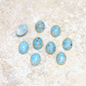 Glass Medium Dome Lampwork Cabochon - Oval 07x5MM TURQUOISE MATRIX (03191)