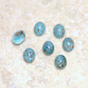 Glass Medium Dome Lampwork Cabochon - Oval 08x6MM TURQUOISE MATRIX (03191)