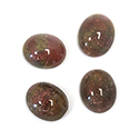 Glass Medium Dome Lampwork Cabochon - Oval 10x8MM MIXED EPIDOT GOLDSTONE (03888)