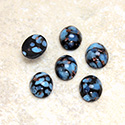 Glass Medium Dome Lampwork Cabochon - Oval 10x8MM BLUE MATRIX with AVENTURINE (03271)