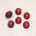 Glass Medium Dome Lampwork Cabochon - Oval 10x8MM RED MATRIX (03270)