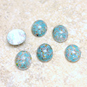 Glass Medium Dome Lampwork Cabochon - Oval 10x8MM TURQUOISE MATRIX (03191)