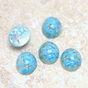 Glass Medium Dome Lampwork Cabochon - Oval 12x10MM TURQUOISE MATRIX (03191)