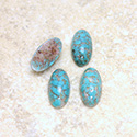 Glass Medium Dome Lampwork Cabochon - Oval 14x7MM TURQUOISE MATRIX (03191)