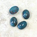 Glass Medium Dome Lampwork Cabochon - Oval 14x10MM BLOODSTONE MATRIX  (00418)