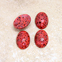 Glass Medium Dome Lampwork Cabochon - Oval 14x10MM CORAL MATRIX (03298)