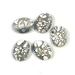 Glass Medium Dome Lampwork Cabochon - Oval 14x10MM OPAL GREY (05121)