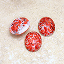 Glass Medium Dome Lampwork Cabochon - Oval 16x12MM CORAL MATRIX (03298)