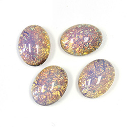 Glass Medium Dome Lampwork Cabochon - Oval 16x12MM FIRE OPAL (01003)