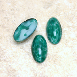 Glass Medium Dome Lampwork Cabochon - Oval 18x9MM CHINESE JADE (00568)