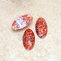 Glass Medium Dome Lampwork Cabochon - Oval 18x9MM CORAL MATRIX (03298)