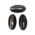 Glass Medium Dome Lampwork Cabochon - Oval 18x9MM JET WITH GOLDSTONE LINES