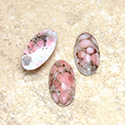 Glass Medium Dome Lampwork Cabochon - Oval 18x9MM ROSE MATRIX (03989)