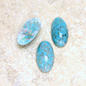 Glass Medium Dome Lampwork Cabochon - Oval 18x9MM TURQUOISE MATRIX (03191)