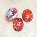 Glass Medium Dome Lampwork Cabochon - Oval 18x13MM CORAL MATRIX (03298)