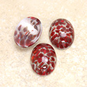 Glass Medium Dome Lampwork Cabochon - Oval 18x13MM RED CORAL MATRIX (01851)