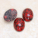 Glass Medium Dome Lampwork Cabochon - Oval 18x13MM RED MATRIX (03270)
