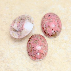 Glass Medium Dome Lampwork Cabochon - Oval 18x13MM ROSE MATRIX (03989)